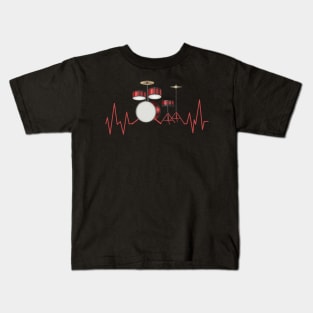 Drums Heartbeat - Drum Lovers Kids T-Shirt